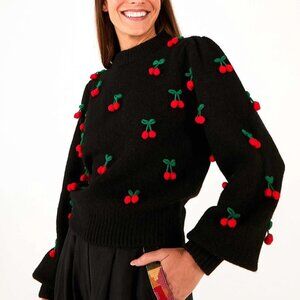 FARM Rio Crochet Cherry Pullover Sweater